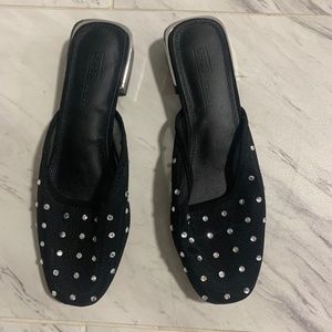 NWOT ASOS Black Mesh Embellished Mules